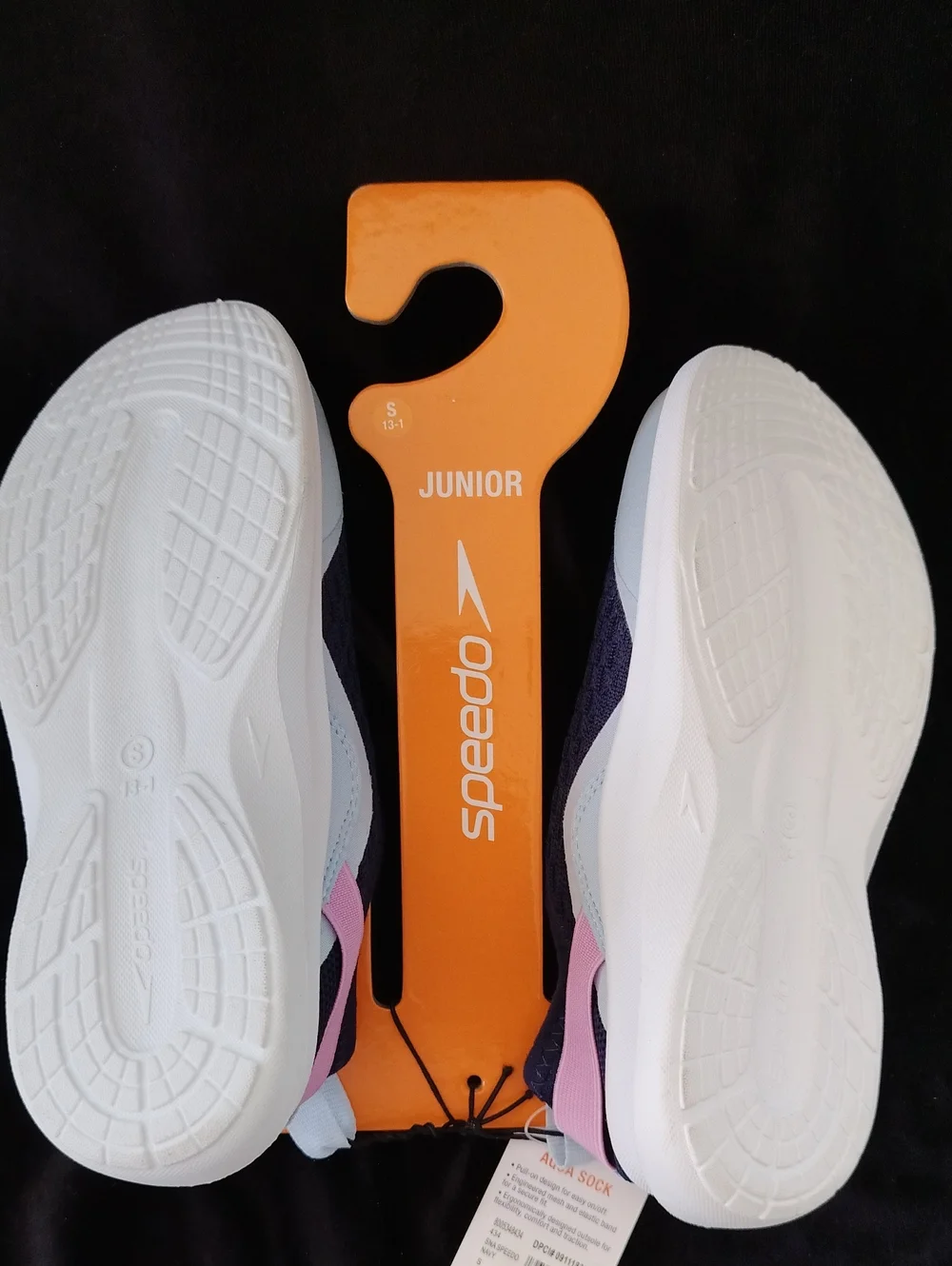 Speedo Junior Water Shoes feature a design on a blue mesh